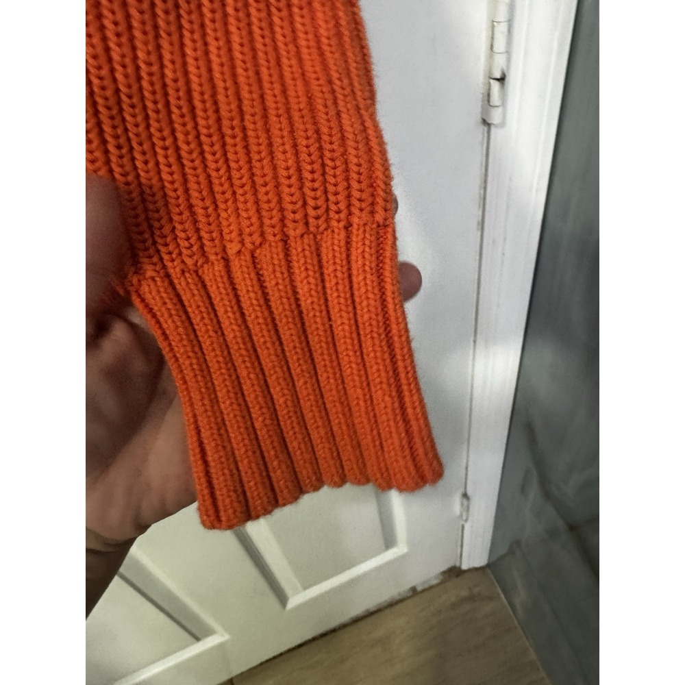 Lauren Ralph Lauren Buckle Cable Knit Sweater Shawl Collar Womens Size S Orange - Picture 6 of 10